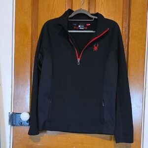 Spyder Men's Black Zip-Up Sweater with Red Details